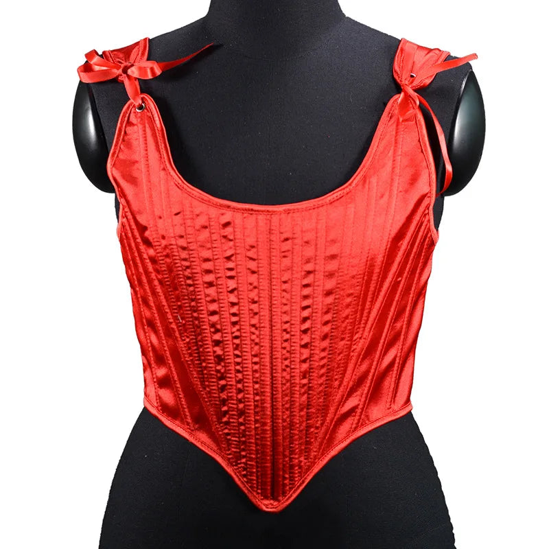 Cherry Silk Women’s Satin Corset Top | Rave Set