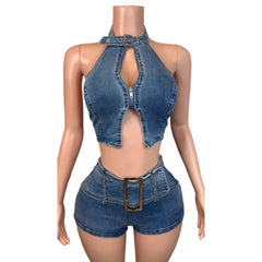 Retro Edge Denim Set | Rave Set
