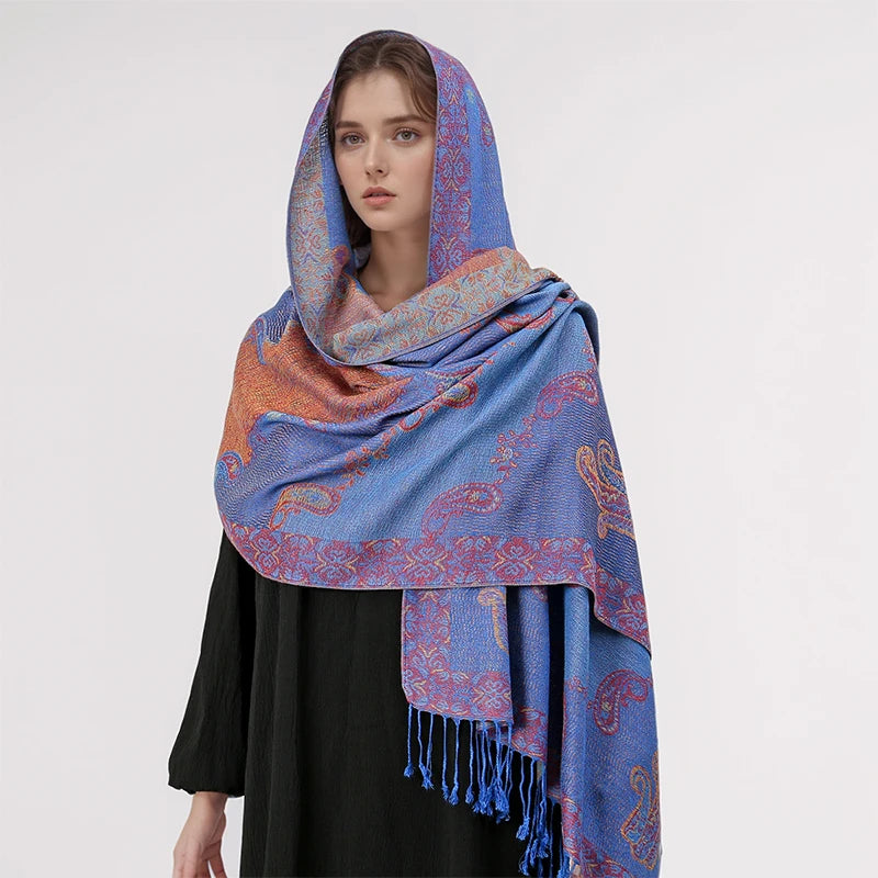 Coral Mist Paisley Unisex Pashmina Scarf | Rave Set