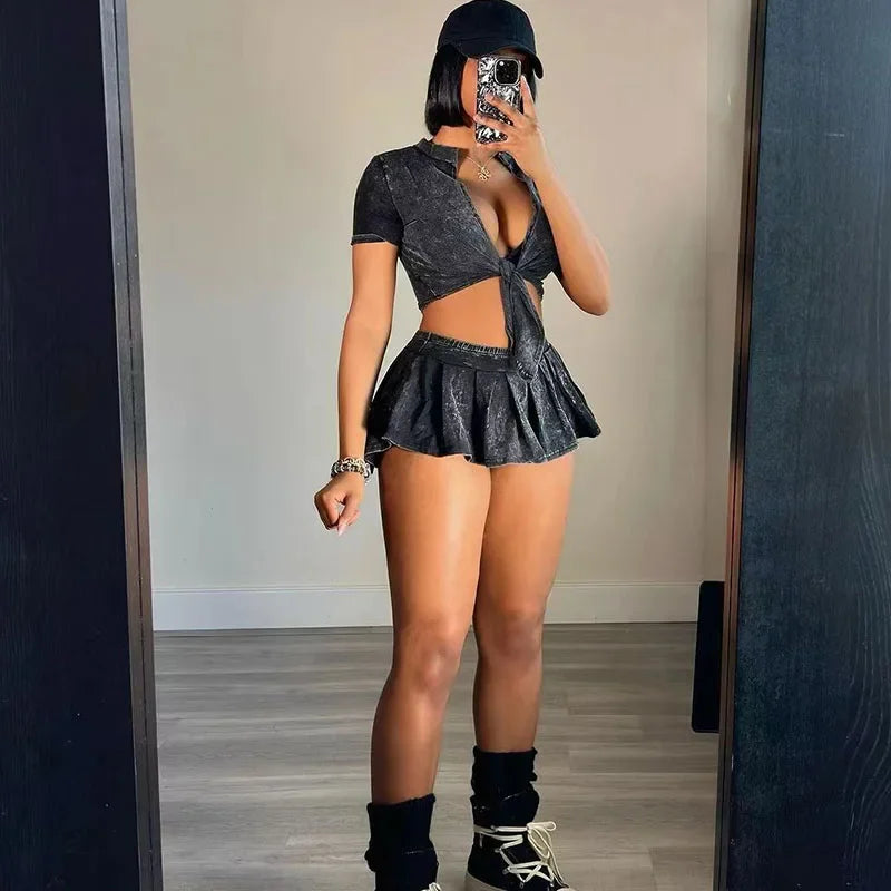 Midnight Crush Mini Skirt Set | Rave Set