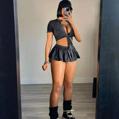 Midnight Crush Mini Skirt Set | Rave Set