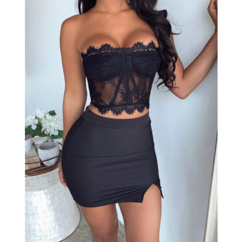 Shadow Rose Lace Women's Set | Rave Set