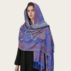 Cobalt Flame Paisley Unisex Pashmina Scarf | Rave Set