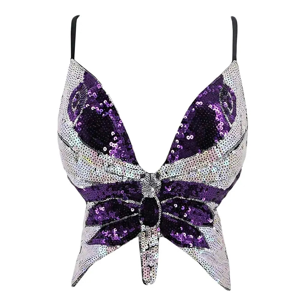 Eyes on Me Women's Purple Butterfly Top | Rave Set