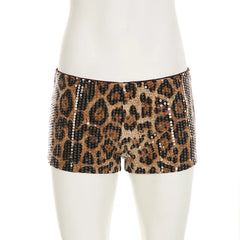 Leopard Print Mini Shorts for Women | Rave Set