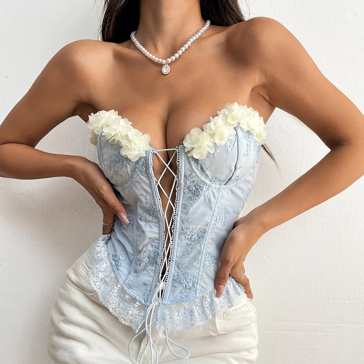 Baby Sky Floral Corset Top | Rave Set
