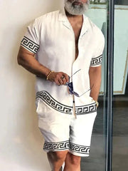 Men’s 2-Piece Short Sleeve Shirt and Shorts in White_Front View