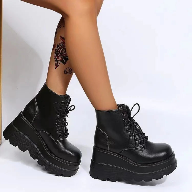 Onyx Stacked Platform Ankle Boots | Rave Set