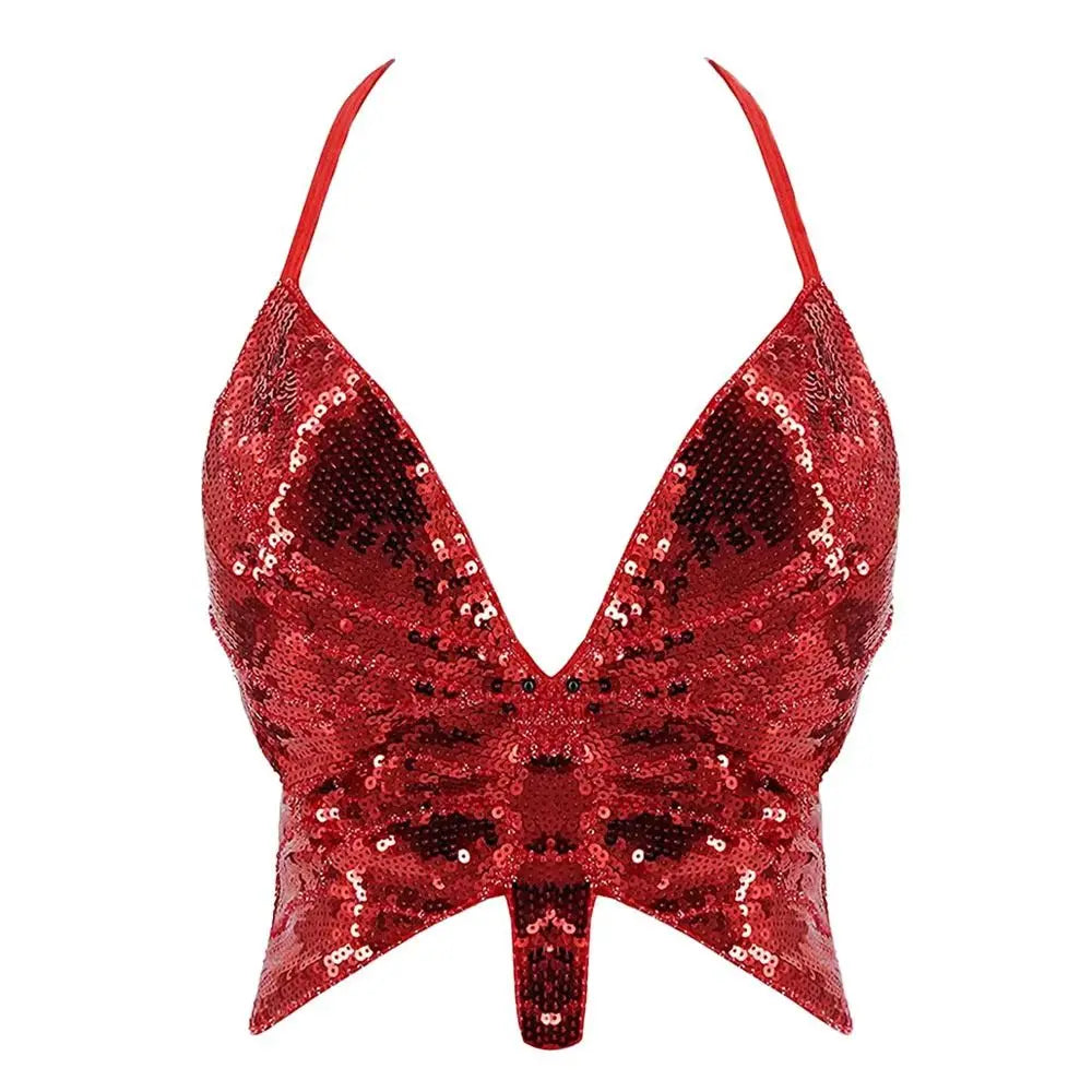 Eyes on Me Women's Red Butterfly Top | Rave Set