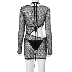 After Dawn Women’s Black Mesh 3pc Set | Rave Set