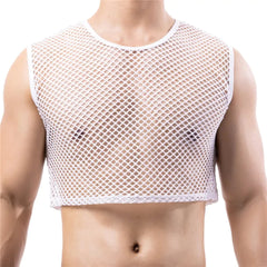 Sleeveless Netted Crop Top for Men | Rave Set