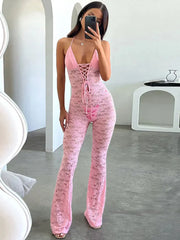 Star of the Night Women’s Pink Lace Jumpsuit | Rave Set
