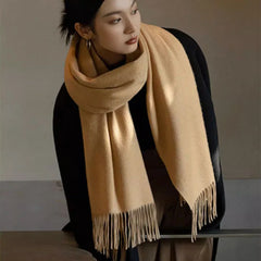 Women’s Warm Cotton Winter Scarf in Beige_Front View
