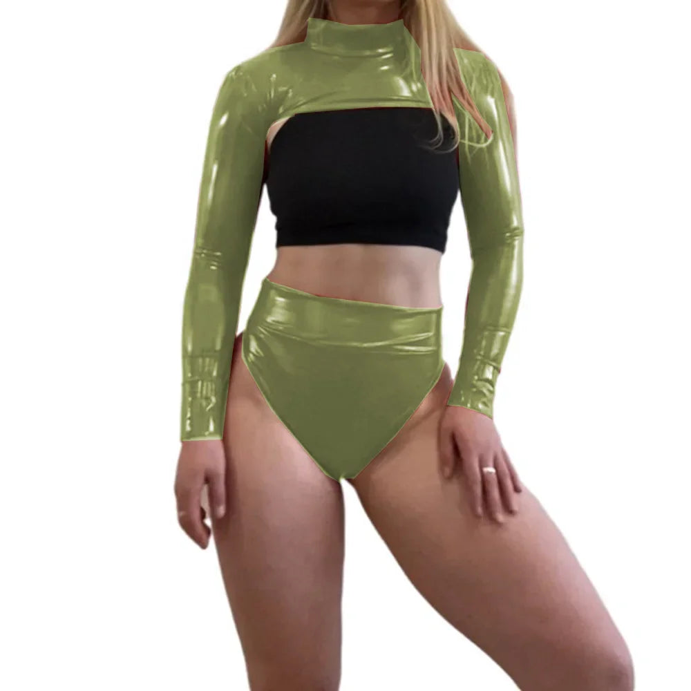 Olive Surge Metallic Women's Set | Rave Set