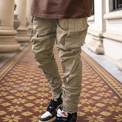 Zipper Pocket Cargo Pants for Men Khaki | Rave Set
