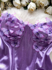 Satin Butterfly 3D Corset Top | Rave Set