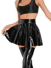 Blackout Glossy Flare Mini Skirt | Rave Set
