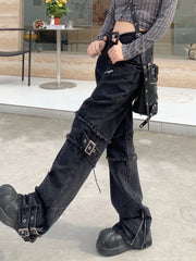 Retro Wide Leg High Waist Street Jeans_Side View
