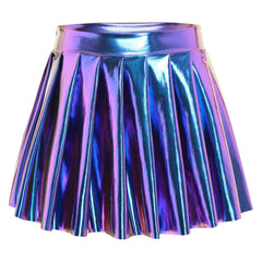Cosmic Wave Metallic Mini Skirt | Rave Set