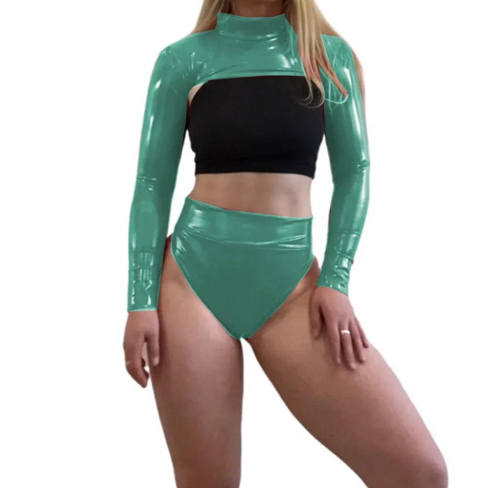 Green Alloy Metallic Women's Set | Rave Set