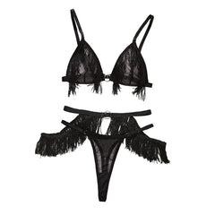 Black Rhythm Tassel Bikini Set | Rave Set