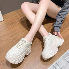 Women’s White Lift Platform Sneakers | Rave Set