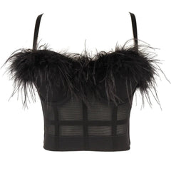 Classic Feather Corset Crop Top | Rave Set
