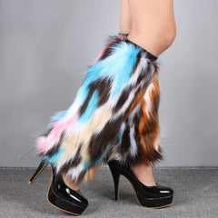 Neon Blend Multi Fur Leg Warmers | Rave Set
