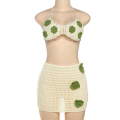 Flora Muse Women’s Apricot Crochet Skirt Set | Rave Set