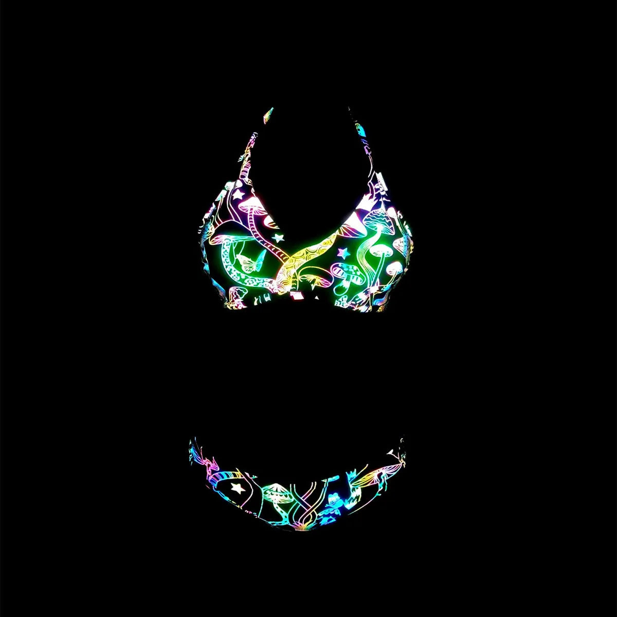 Neon Pulse Reflective Bikini Set | Rave Set