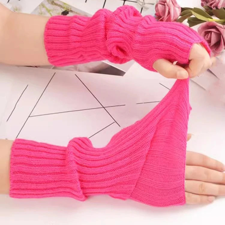 Knitted Fingerless Arm Warmers Rose | Rave Set