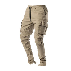 Zipper Pocket Cargo Pants for Men Khaki | Rave Set