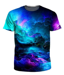 Men’s 3D Print Oversized T-Shirt Multicolor Clouds_Front View)