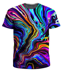 Men’s 3D Print Oversized T-Shirt Multicolor Neon Swirl_Front View