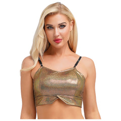 Mocha Luxe Metallic Crop Top | Rave Set