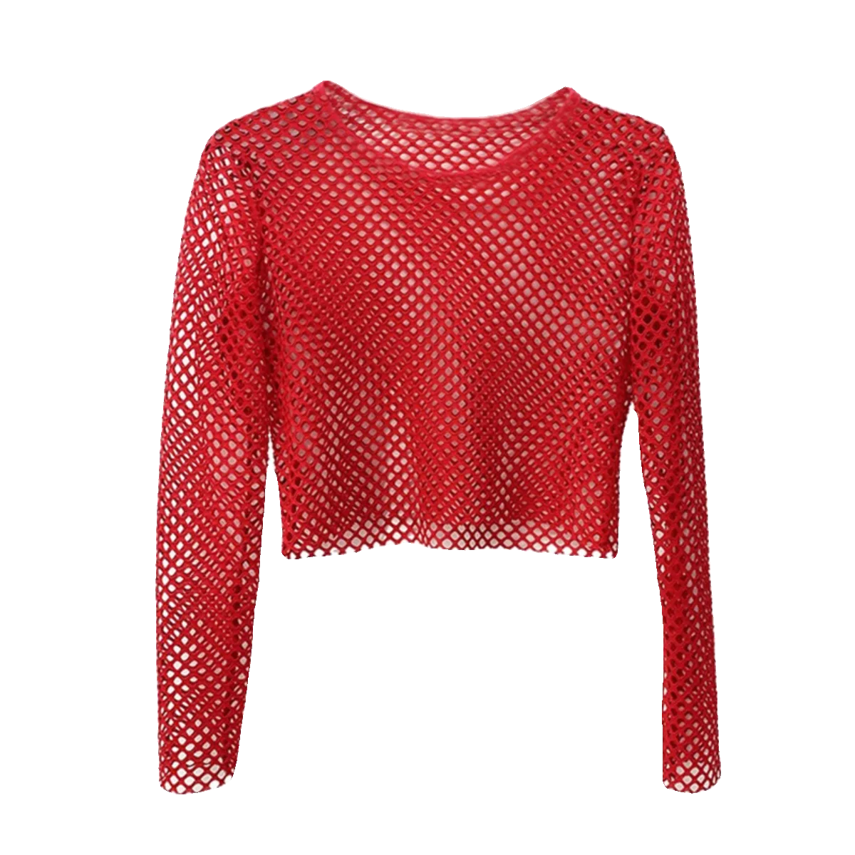 Netted Long Sleeve Crop Top for Women White | Rave Set