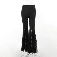 Dark Goth Streetwear Wide Flare Pants_Front View