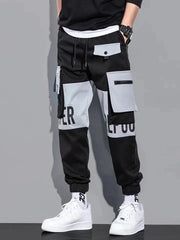 Patchwork Multi Pocket Cargo Pants for Men Black | Rave Set