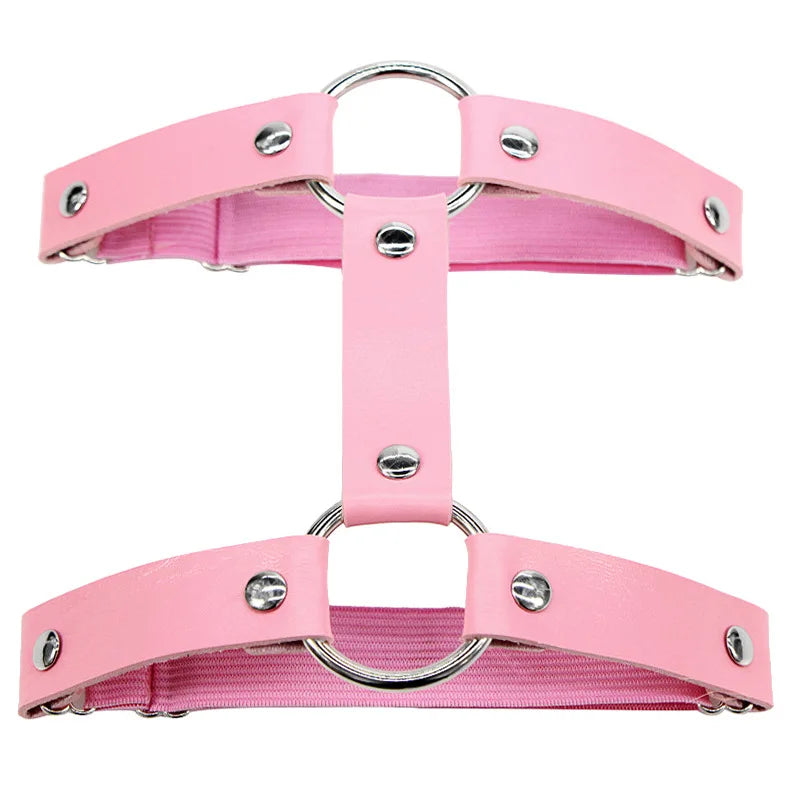 Punk T-Strap Pink Thigh Garter | Rave Set