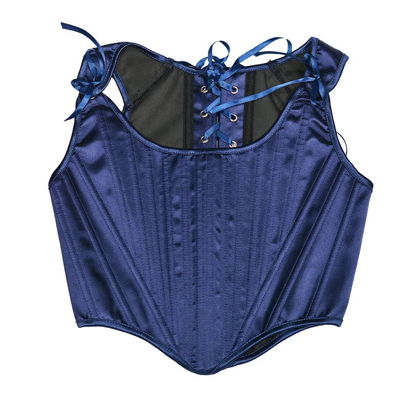 Navy Dream Women’s Satin Corset Top | Rave Set