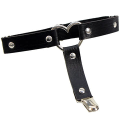 Heartlink Single-Strap Black Thigh Garter | Rave Set