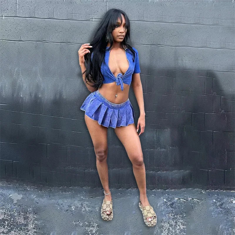 Blue Vibe Mini Skirt Set | Rave Set