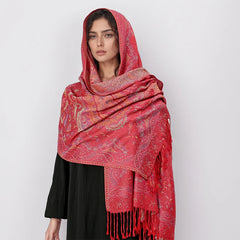 Crimson Veil Paisley Unisex Pashmina Scarf | Rave Set