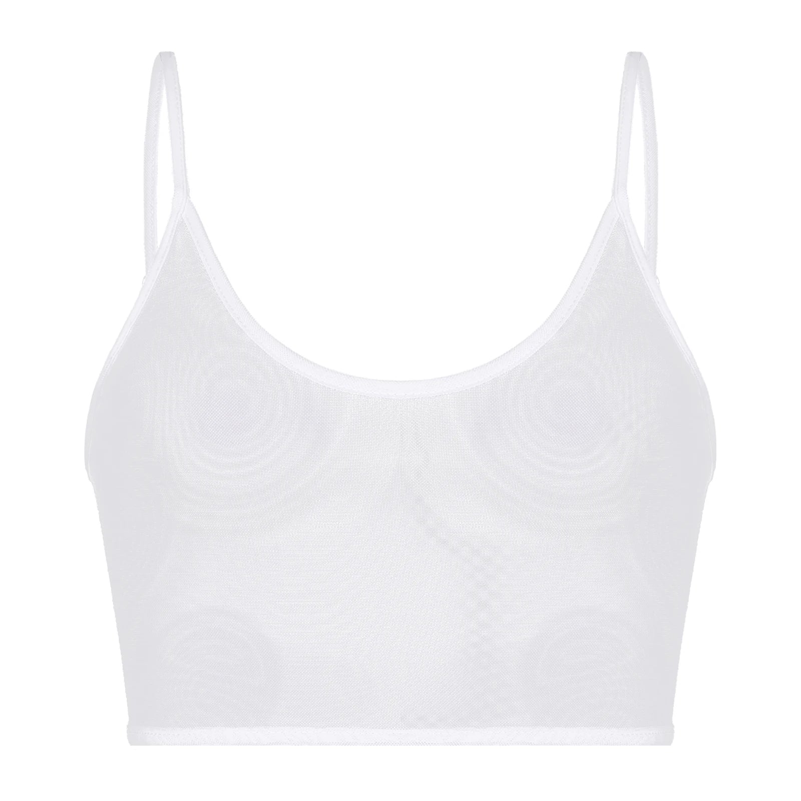 Women’s Sheer Crop Top with Straps White_Front View