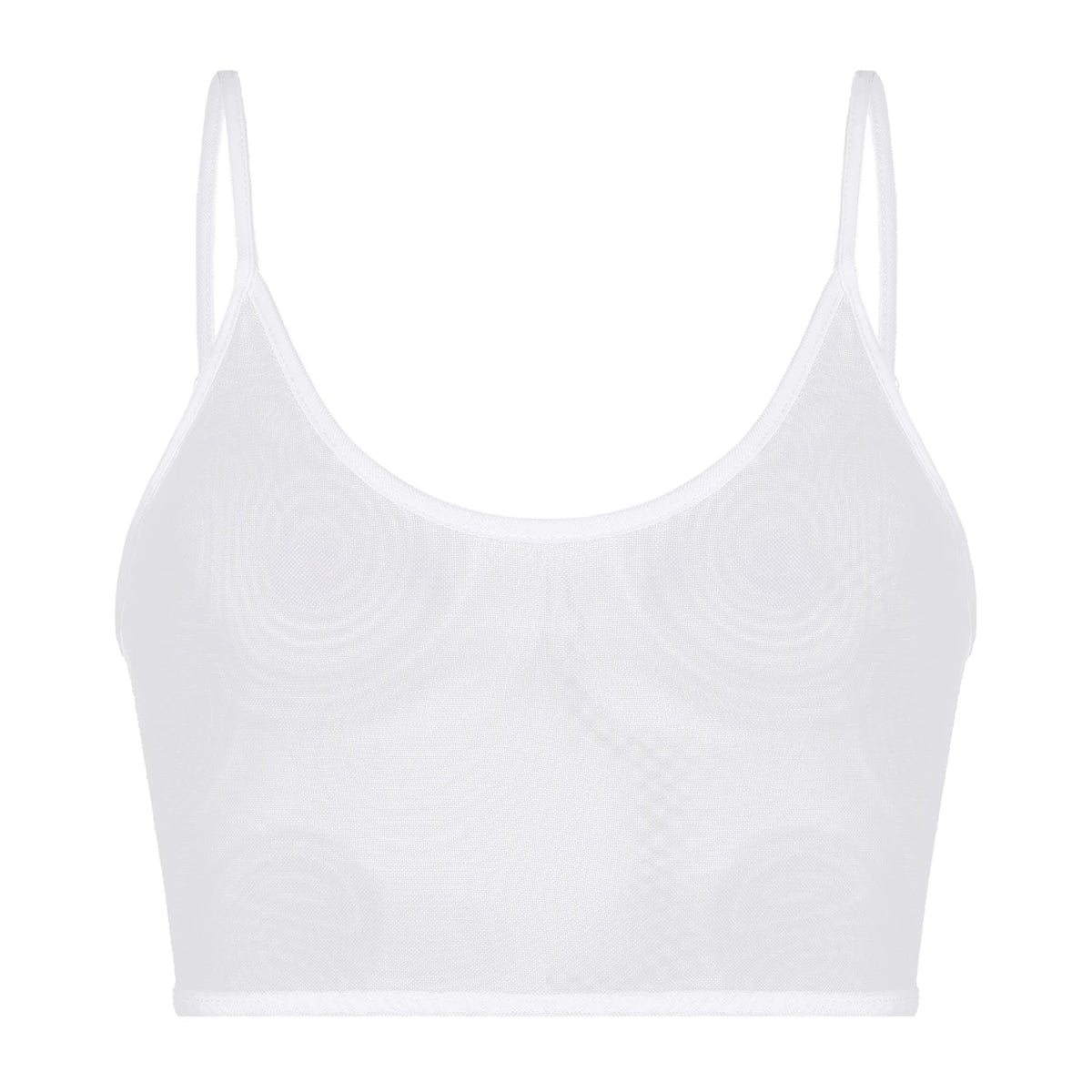 Women’s Sheer Crop Top with Straps White_Front View