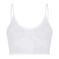 Women’s Sheer Crop Top with Straps White_Front View