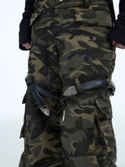 Camouflage Belted Cargo Pants for Men_Front View