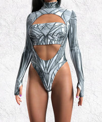 Silver Nova Women’s Bodysuit | Rave Set