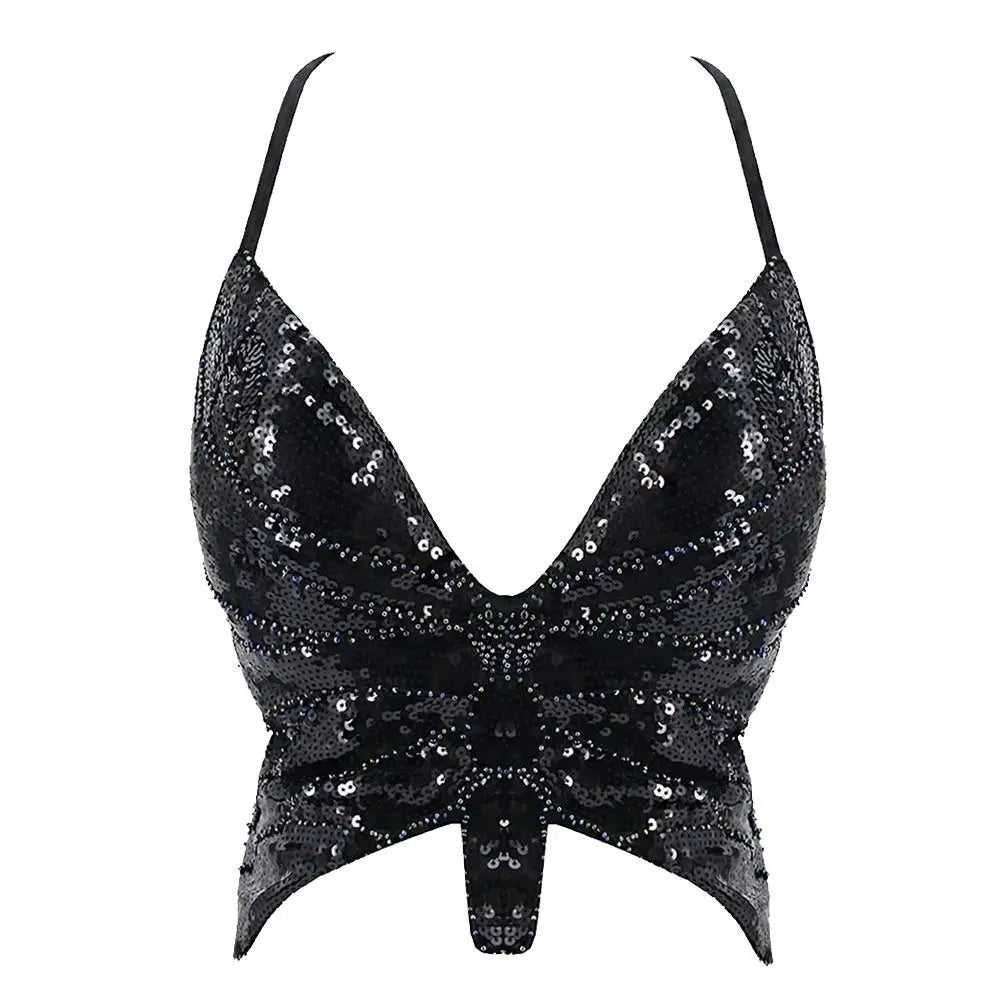 Eyes on Me Women's Black Butterfly Top | Rave Set