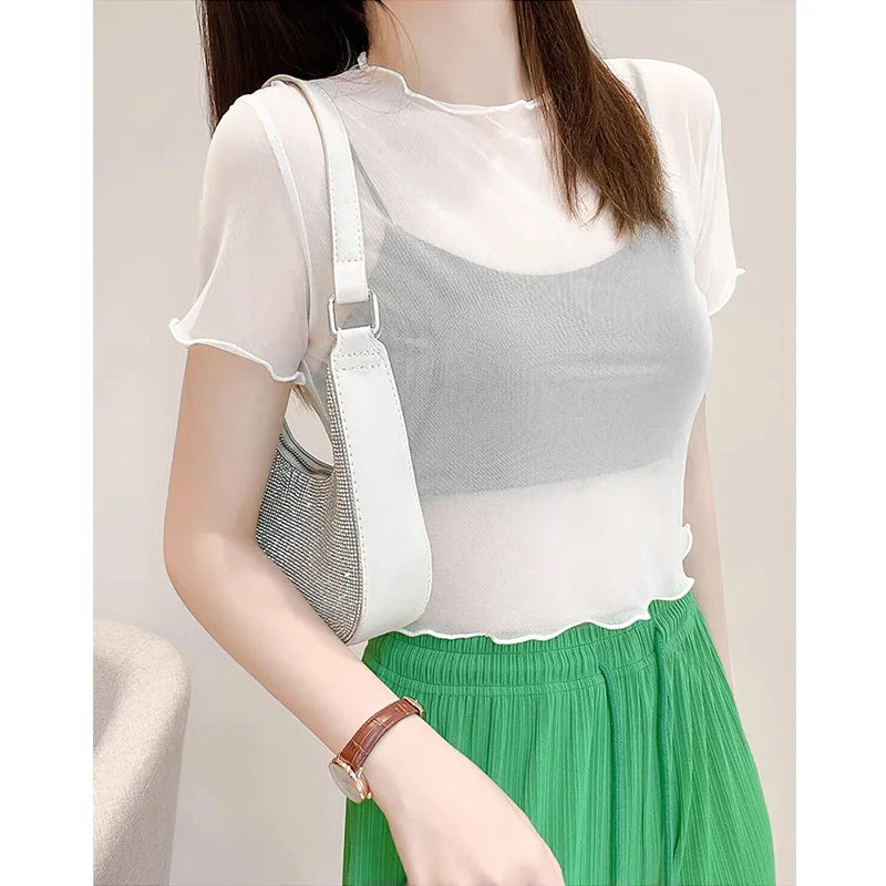 Frost Veil Women’s Mesh Top | Rave Set